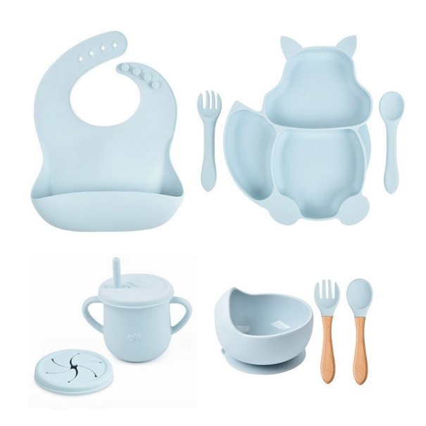 Ensemble de vaisselle pour enfants 8 pièces bleu clair