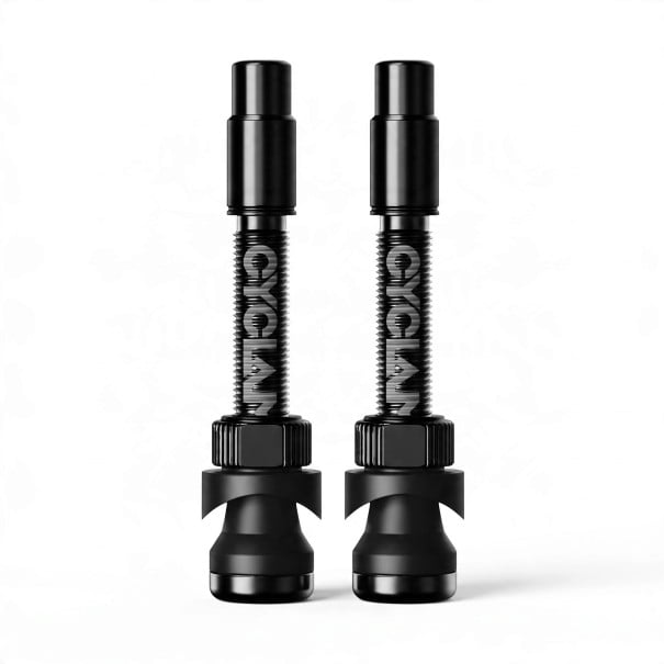 Ensemble de valves à air pour vélo CYCLAMI 2 pcs avec bouchon et écrou Longueur 45 mm Poids 5,2 g Alliage d'aluminium Noir Pour VTT 1