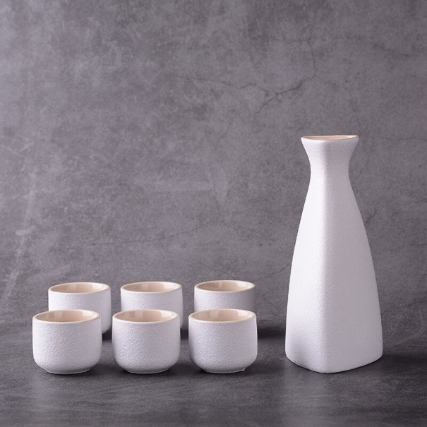Ensemble en céramique de carafe et de verres 7 pcs blanc 2