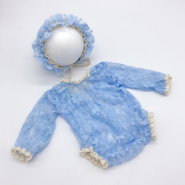 Ensemble nouveau-né bonnet et body bleu clair