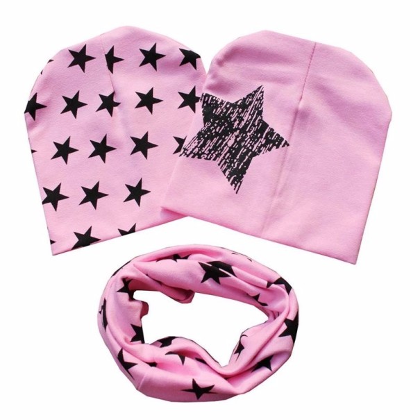 Ensemble pour enfants - 2 pièces bonnet + tour de cou rose