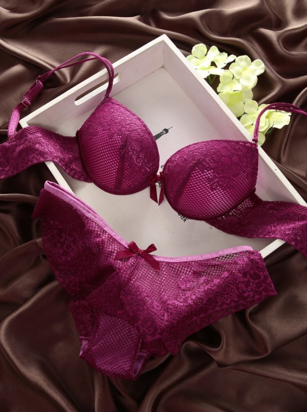 Ensemble sexy de culottes et de soutien-gorge pour femmes bordeaux 75B