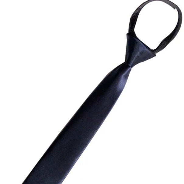 Ensfarvet smalt herreslips 48 x 5 cm Forbundet slips med elastik Elegant slips til voksne Formelt tilbehør til skjorte og jakkesæt mørkeblå