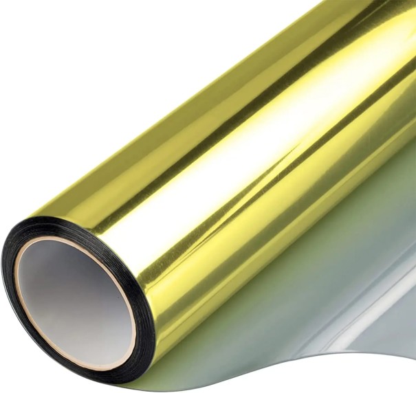 Envägsspegel fönsterfilm 50 x 200 cm Solfilm UV-skydd Fönster Lägenhetshus Kontor Sekretess guld