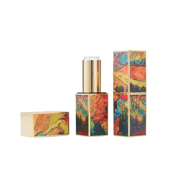 Envase vacío para barra de labios con cierre magnético 21×76 mm plástico multicolor con motivo de paisaje y árboles para uso cosmético 1