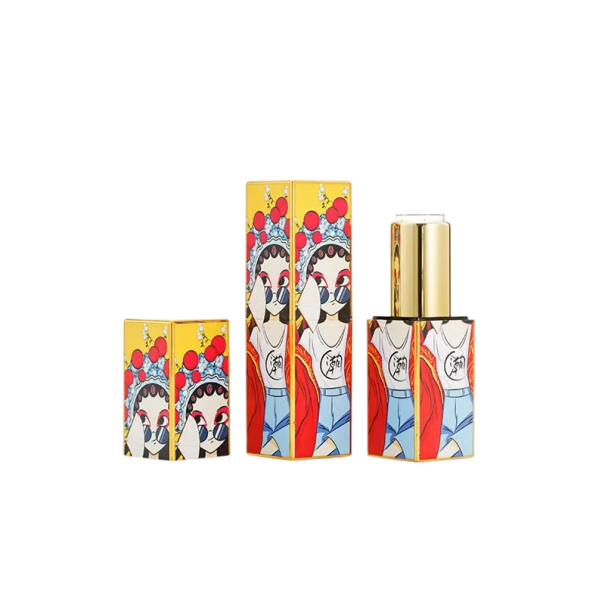 Envase vacío para barra de labios con cierre magnético 22×74 mm diseño plástico multicolor con motivo de figura para uso cosmético 1