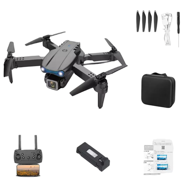 Επαγγελματικός αναδιπλούμενος 4K drone με διπλή κάμερα WiFi FPV 50x ζουμ LED φως Έλεγχος μέσω εφαρμογής Τηλεχειριστήριο Θήκη 28 x 22 x 5,3 εκ. μαύρο