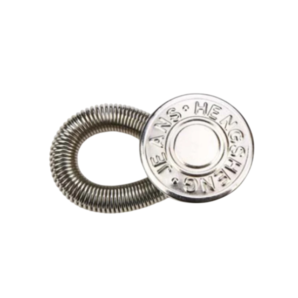 Επέκταση μέσης με κουμπί για τζιν 35 x 17 mm Ελαστικός επεκτατής με ελατήριο Ρυθμιζόμενος επεκτατής για παντελόνια και τζιν ασημί