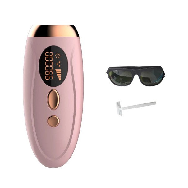 Épilateur à lumière IPL 17 x 7,3 cm Épilateur à impulsion pour le visage et le corps Mode automatique et manuel Réduction rapide de la pousse rose