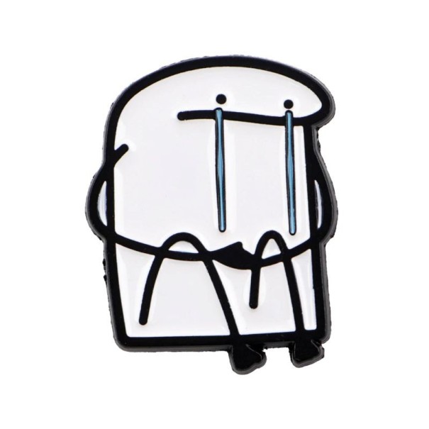 Épinglette émaillée figurine pleureuse style simple 2,5 × 3,2 cm métal blanc noir bleu badge pour sac à dos revers vêtement accessoire 1