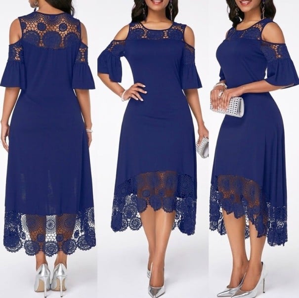 Επίσημα midi φορέματα plus size μπλε XXL
