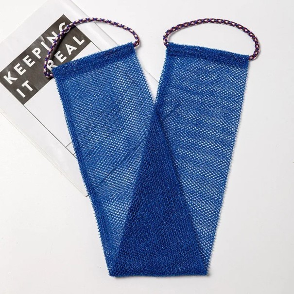 Éponge de bain exfoliante pour le corps 14 x 77 cm en luffa en nylon bleu foncé