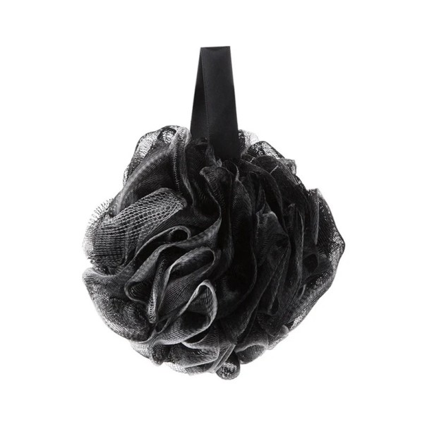 Éponge de douche noire en maille 12 x 12 x 17 cm Boule à bulles exfoliante Nettoyant doux pour le corps Éponge de bain moussante Outil de nettoyage PE 1