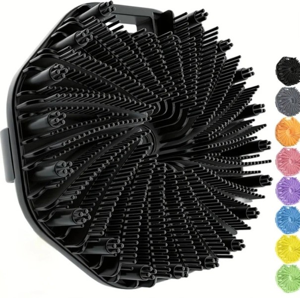 Éponge de lavage en silicone pour le corps 10,8 cm brosse de massage pour la peau avec sangle poils doux éponge exfoliante noire pour la douche 1