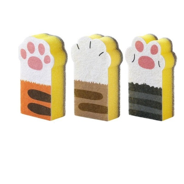 Éponge patte de chat 3 pcs jaune