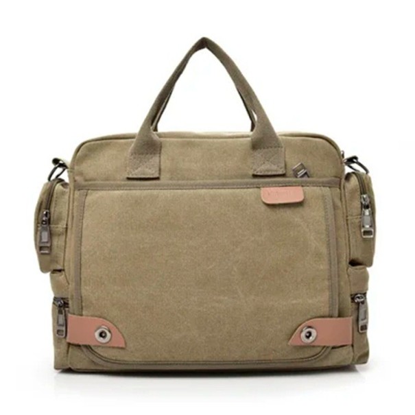 Επωνυμία ανδρική τσάντα crossbody 35×29×13 cm Καμβάς τσάντα χιαστί Μεγάλη ταξιδιωτική ανδρική τσάντα Χαλαρή τσάντα για καθημερινή χρήση χακί