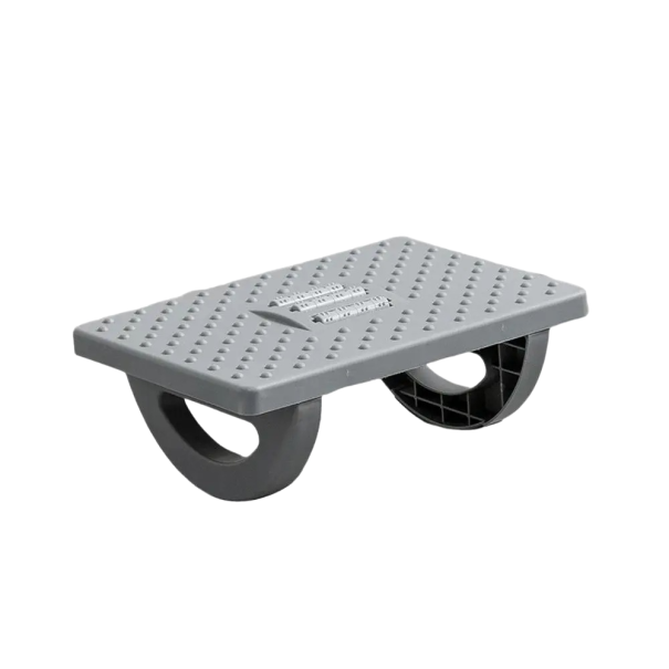 Ergonomická houpací opěrka nohou s masážními válečky Plastová stolička na nohy pod stůl Houpací neklouzavá stolička na nohy s masážními prvky Stabilní podložka na nohy pro dlouhodobou práci u stolu 34 x 25 x 13 cm šedá