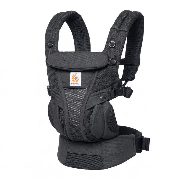 Ergonomické nosítko pro miminko 0–36 měsíců Prodyšná síťovina Bederní pás 66–140 cm Kapuce Pro novorozence i batolata černá