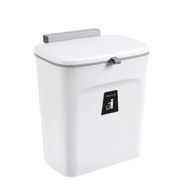 Érintésmentes fali szemetes 9 l oldalt nyíló fedéllel műanyag konyhába, fürdőszobába, otthonra, irodába fehér