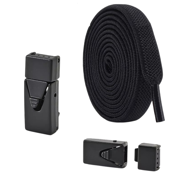 Erweiterte flache Schnürsenkel ohne Binden 100 cm Breite 0,8 cm Dicke 0,2 cm Elastische Schnürsenkel mit Druckverschluss Für Kinder und Erwachsene schwarz