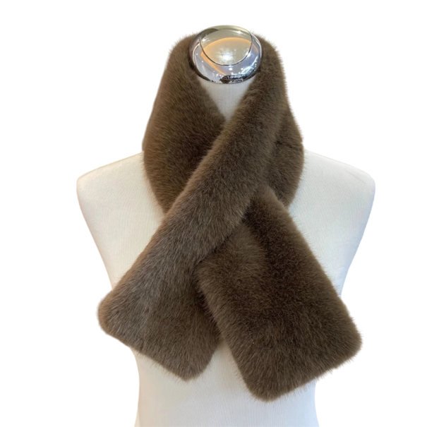 Eșarfă pentru femei 80–100 x 11,5 cm Eșarfă simplă din blană artificială Accesoriu de modă moale și călduros pentru iarnă Eșarfă din blană elegantă și confortabilă pentru purtare zilnică maro