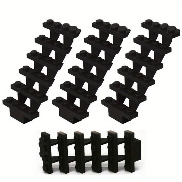 Escadas para brinquedos de construção 7,5 x 3,2 cm Escadas retas para casas Acessório para brinquedos de construção Escadas para casa Elemento de construção para modelos 4 pcs preto