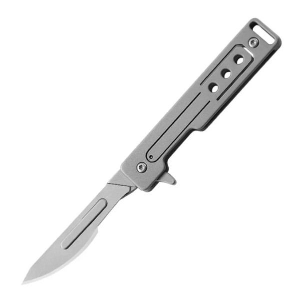 Escalpel dobrável em titânio de 13,4 cm com 10 lâminas de substituição Ferramenta de corte precisa Escalpel Hobby Trabalhos manuais Modelismo 1