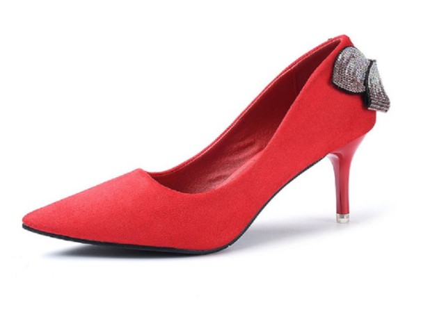 Escarpins en daim pour femmes avec nœud J1761 rouge 41