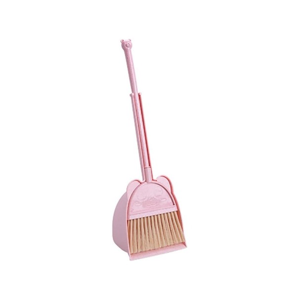 Escoba infantil con recogedor rosa