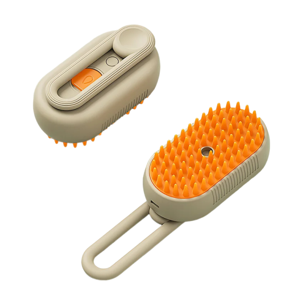 Escova a vapor para animais de estimação Escova a vapor para gatos e cães Escova de massagem a vapor 19,5 x 6,5 cm castanho