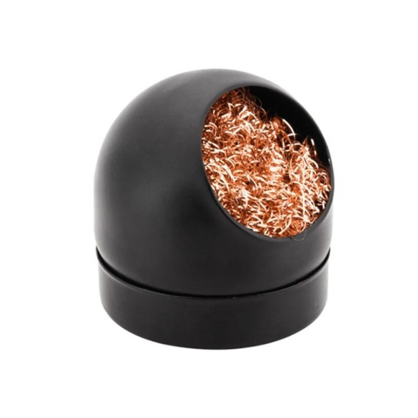 Escova de arame metálica para limpeza de pontas de soldador com suporte Bola de cobre para limpeza de soldador sem danificar Fio de cobre de limpeza para remoção de solda de soldador em caixa preto