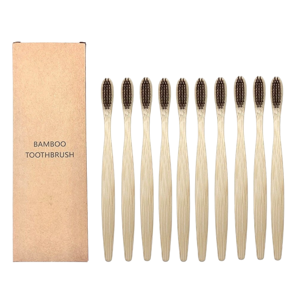 Escova de dentes de bambu 10 pcs castanho