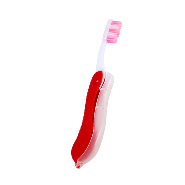 Escova de dentes de viagem dobrável portátil em PP Ferramenta compacta para limpeza da cavidade oral Proteção das cerdas 10,8x3cm vermelho