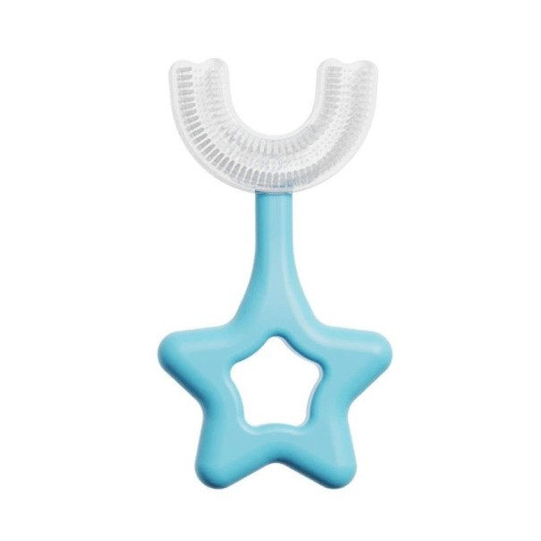 Escova de dentes infantil em forma de U 2-6 anos 2 pcs T1213 azul claro