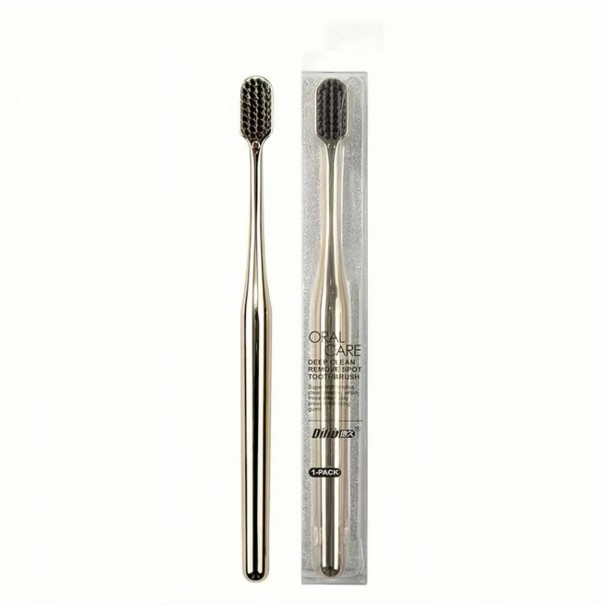 Escova de dentes manual dourada para adultos Soft com cerdas suaves Escova para dentes e gengivas sensíveis Escova manual para higiene oral preto