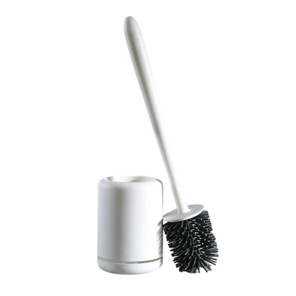 Escova de WC de silicone 42 x 12,5 cm com suporte para parede Ferramenta de limpeza rápida para casa de banho Escova branca Acessórios de casa de banho Higiene 1