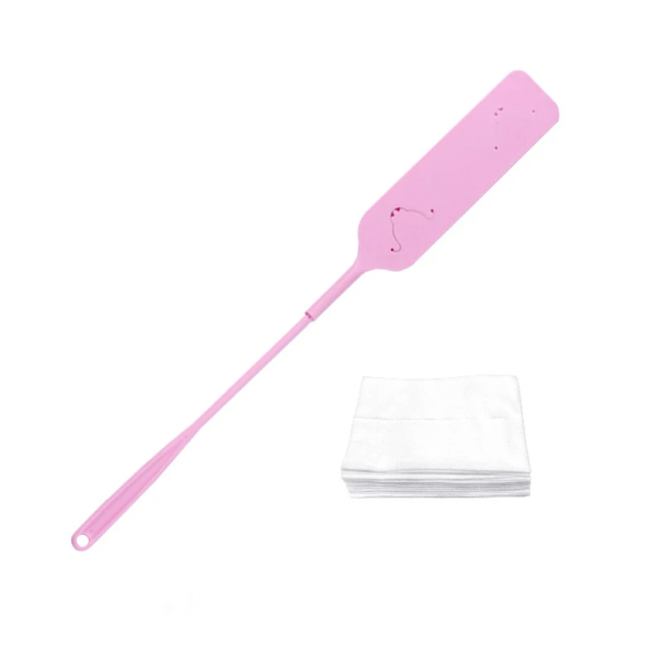 Escova plana para pó 7,6x7,3 cm com cabo prolongado e 10 pcs de panos não tecidos Limpeza doméstica Escova de fendas para locais de difícil acesso rosa