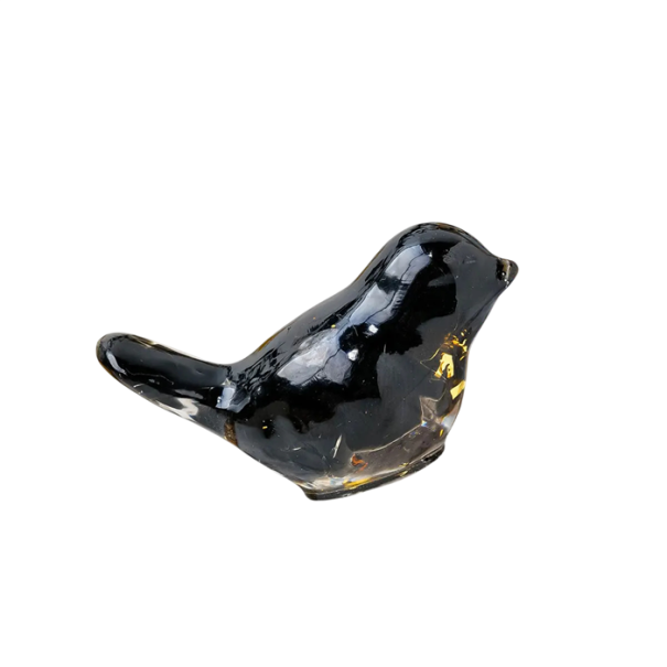 Escultura de cristal figura decorativa de pájaro 2x3 cm cristal natural decoración de interiores pequeña adorno de mesa negro