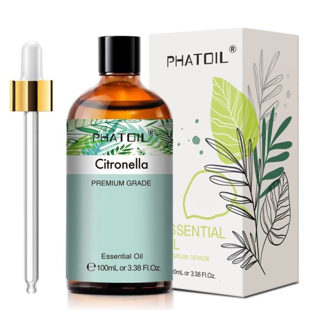 Esenciální olej 100 ml se skleněným kapátkem Aromaterapie Vonný olej do difuzéru Přírodní vůně Relaxace Domácí použití Kapátko Citronella