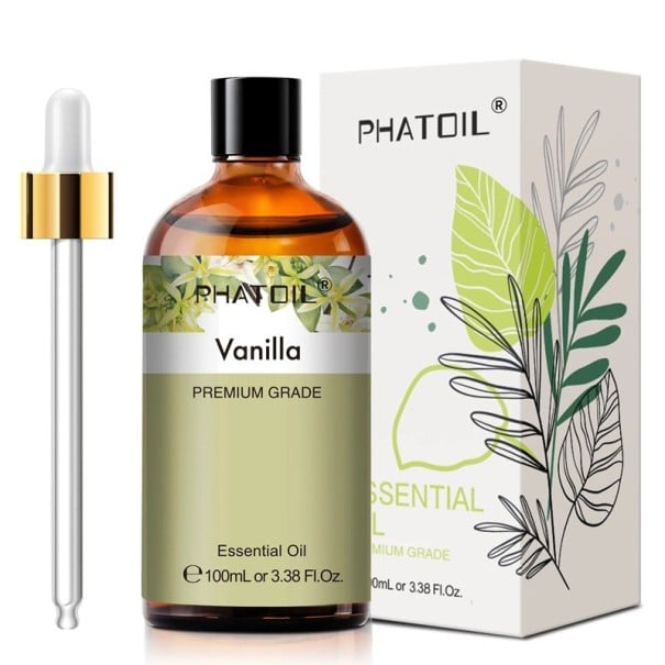 Esenciální olej 100 ml se skleněným kapátkem Aromaterapie Vonný olej do difuzéru Přírodní vůně Relaxace Domácí použití Kapátko Vanilla