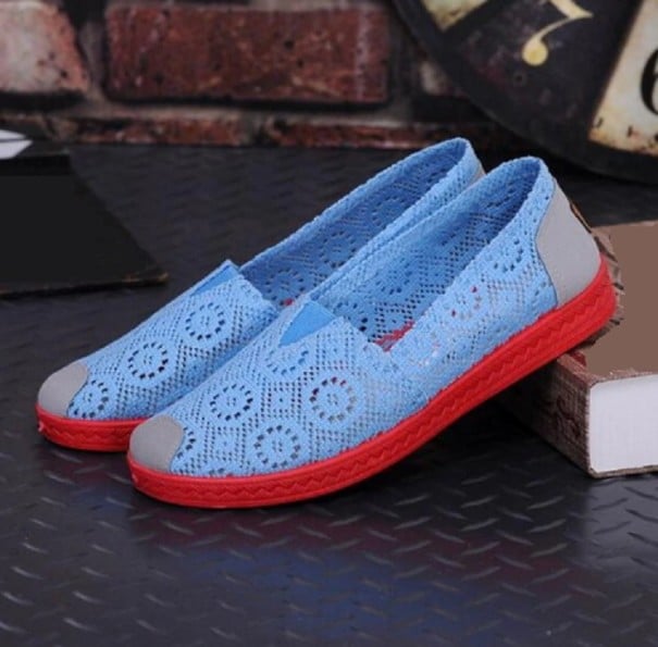 Espadrile de dama din dantela J1728 albastru 38