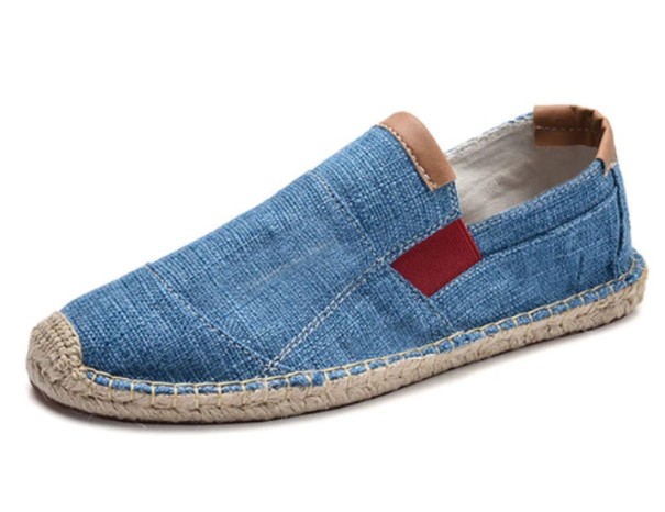 Espadrile de in pentru bărbați J964 albastru deschis 43