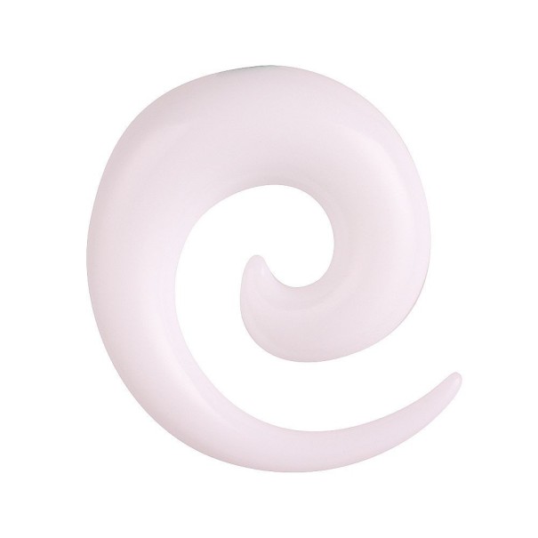 Espansore a spirale bianco in acrilico Spirale con estremità conica per espansione graduale del piercing Superficie liscia e lucida 6 mm