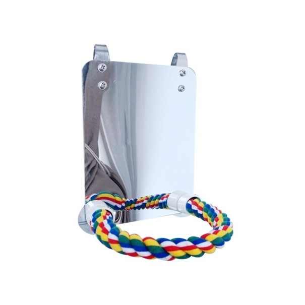 Espejo colgante con percha para pájaros S Espejo colgante con percha para pájaros S