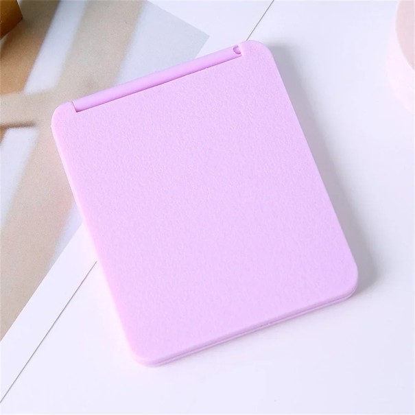 Espejo de bolsillo plegable de doble cara de 7,5 x 6 cm, espejo de maquillaje compacto, mini espejo de bolso, espejo de plástico portátil morado