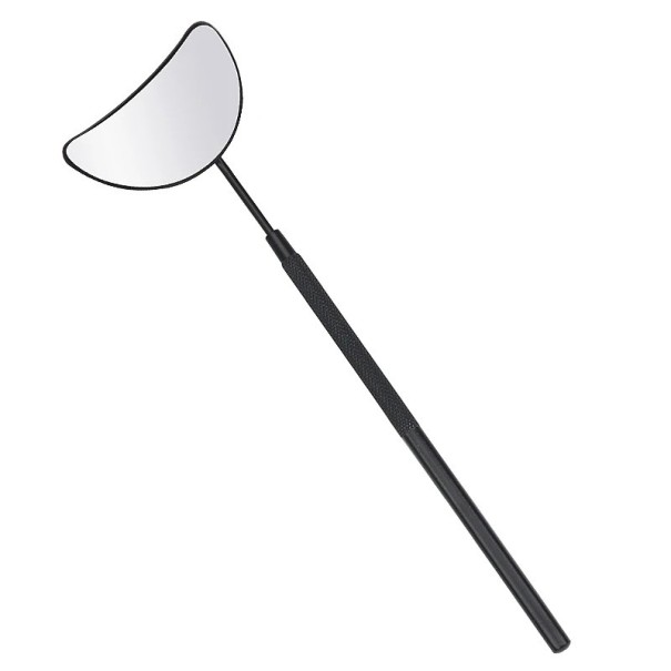 Espejo para extensión de pestañas 14 x 5 x 2,5 cm Forma lunar ampliada Acero inoxidable Espejo de maquillaje antideslizante con película Herramienta cosmética negro