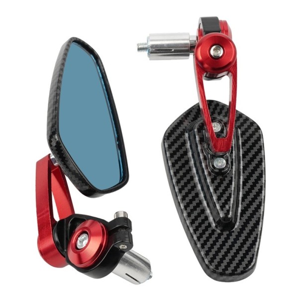 Espejos retrovisores para motocicleta, 2 piezas, vidrio de color CNC, 7/8&quot; 22 mm, montaje universal, ángulo ajustable, montaje en manillar, diseño deportivo. rojo