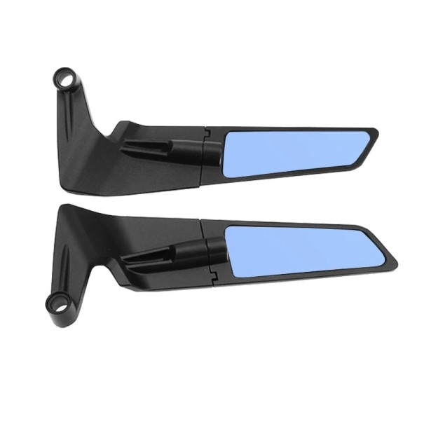 Espejos retrovisores para motocicleta con cristal azul o blanco, montaje giratorio de 22 mm, diseño oculto, longitud de 235 mm azul
