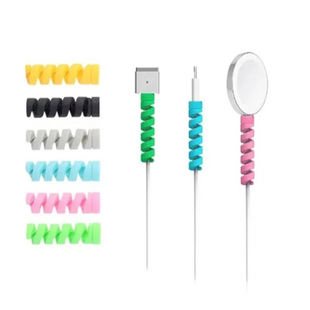 Espirales protectoras para cables de silicona suave, set de 10 unidades, protegen cargadores y auriculares 1 Espirales protectoras para cables de silicona suave, set de 10 unidades, protegen cargadores y auriculares 1