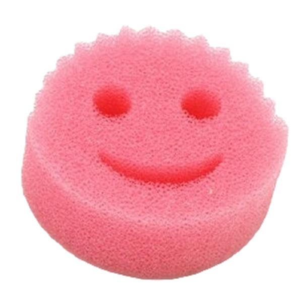 Esponja con forma de cara sonriente, 4 unidades rosa